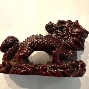 Carved Wood Dragon glazed dark reddish brown